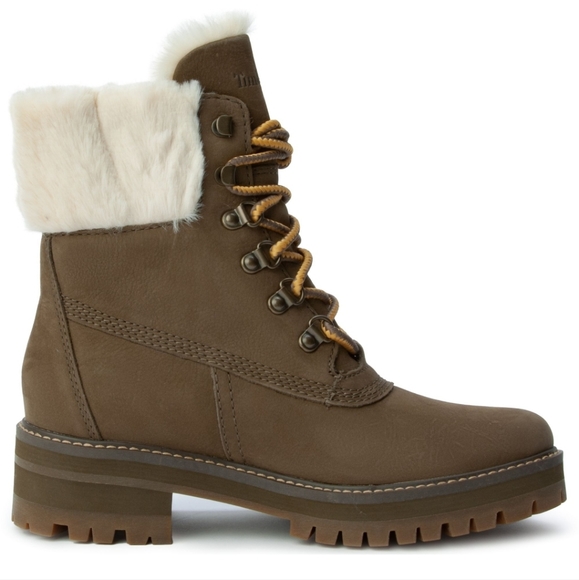 TIMBERLAND Women's Courmayeur Valley 6-Inch Waterproof Faux-Fur Boot (Olive) - Picture 1 of 5